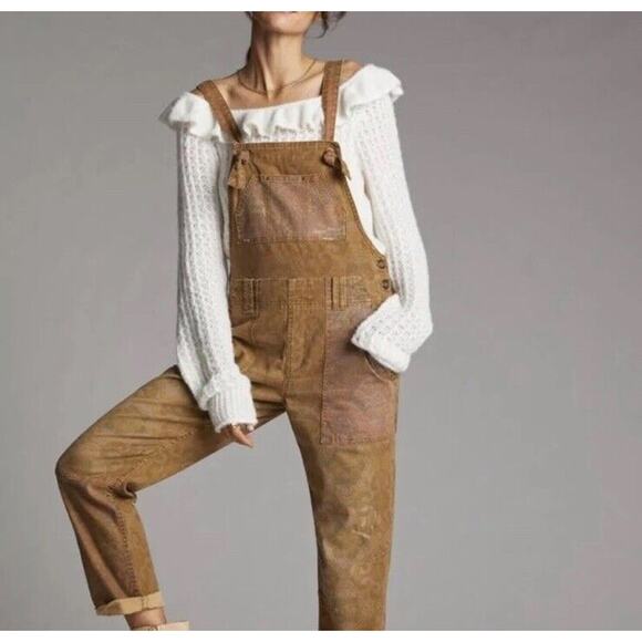 Anthropologie Pilcro Denim The Wanderer Overall 29 New Brownish Flora - Picture 1 of 11